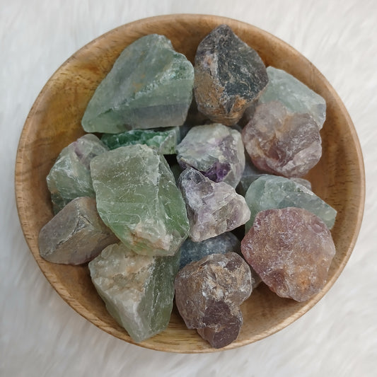 3er Set Fluorit Rohsteine 3 - 5 cm