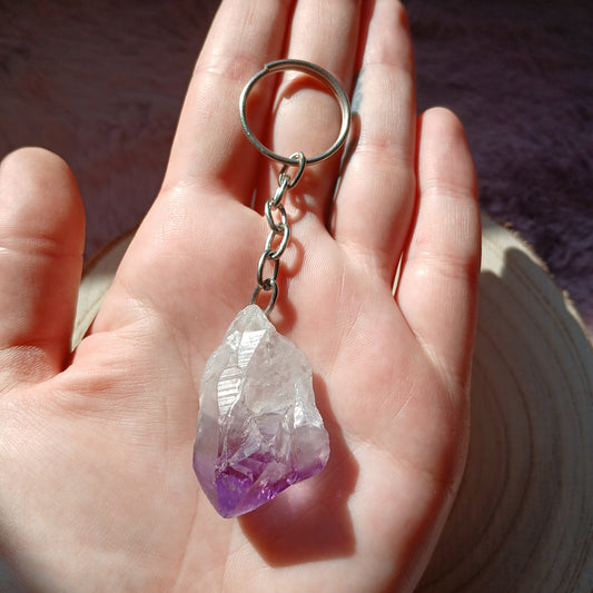 Rohkristall Amethyst Schlüsselanhänger