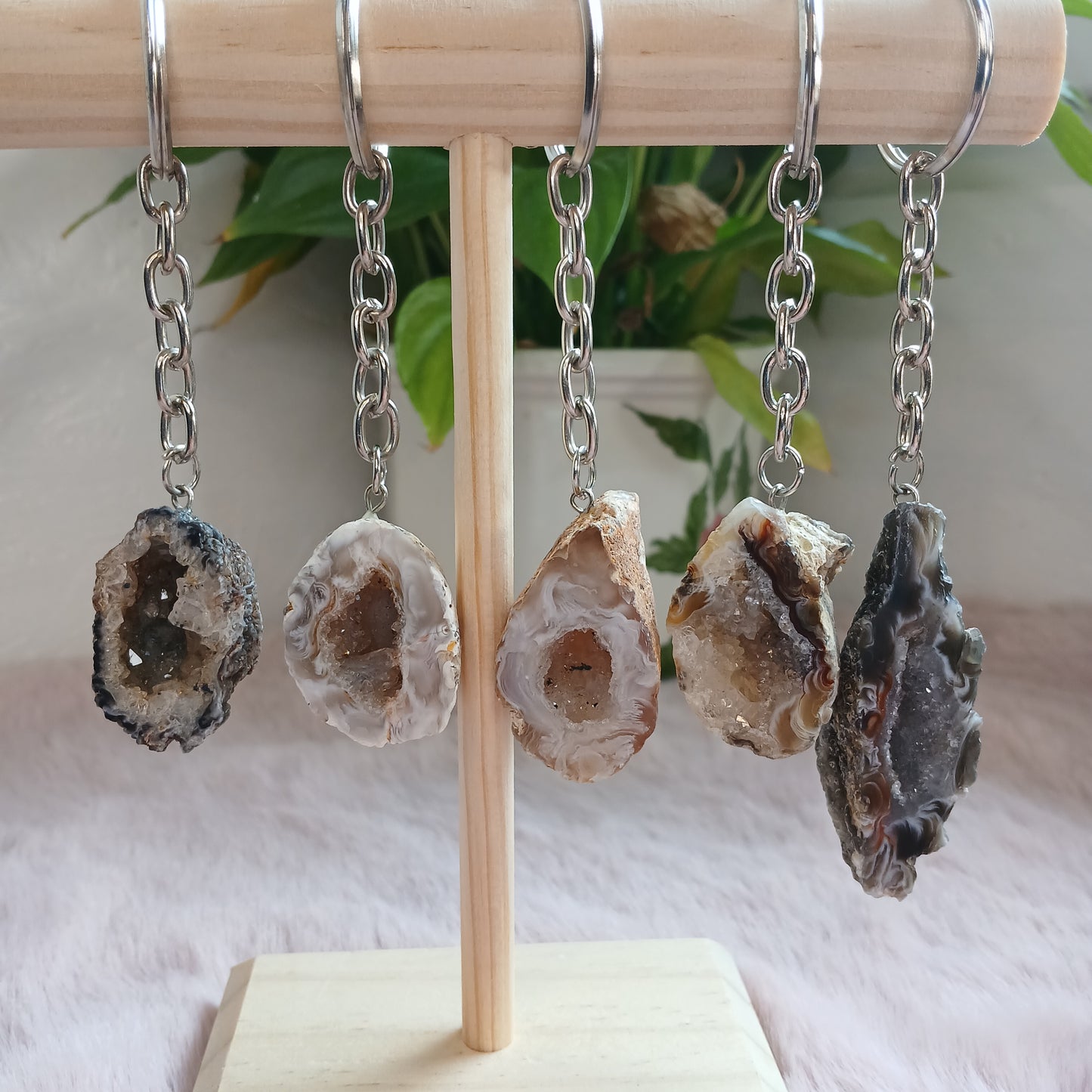 Achatgeode Schlüsselanhänger