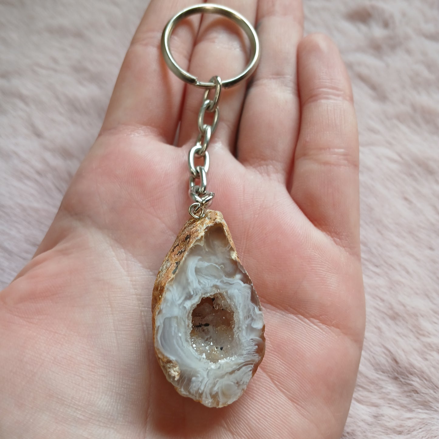Achatgeode Schlüsselanhänger