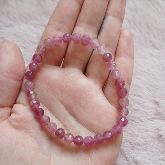 Turmalin Armband facettierte pinke Kugeln 6mm