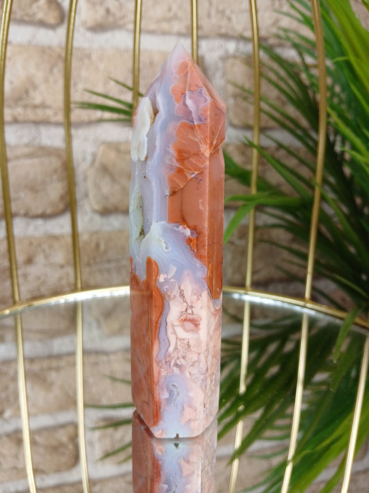 Cotton candy achat, Turm, Edelstein, druse, Seitenansicht