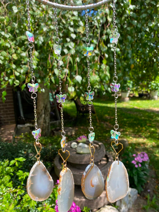 Mond Sonnenfänger / Suncatcher mit Amazonit und Achat Scheiben
