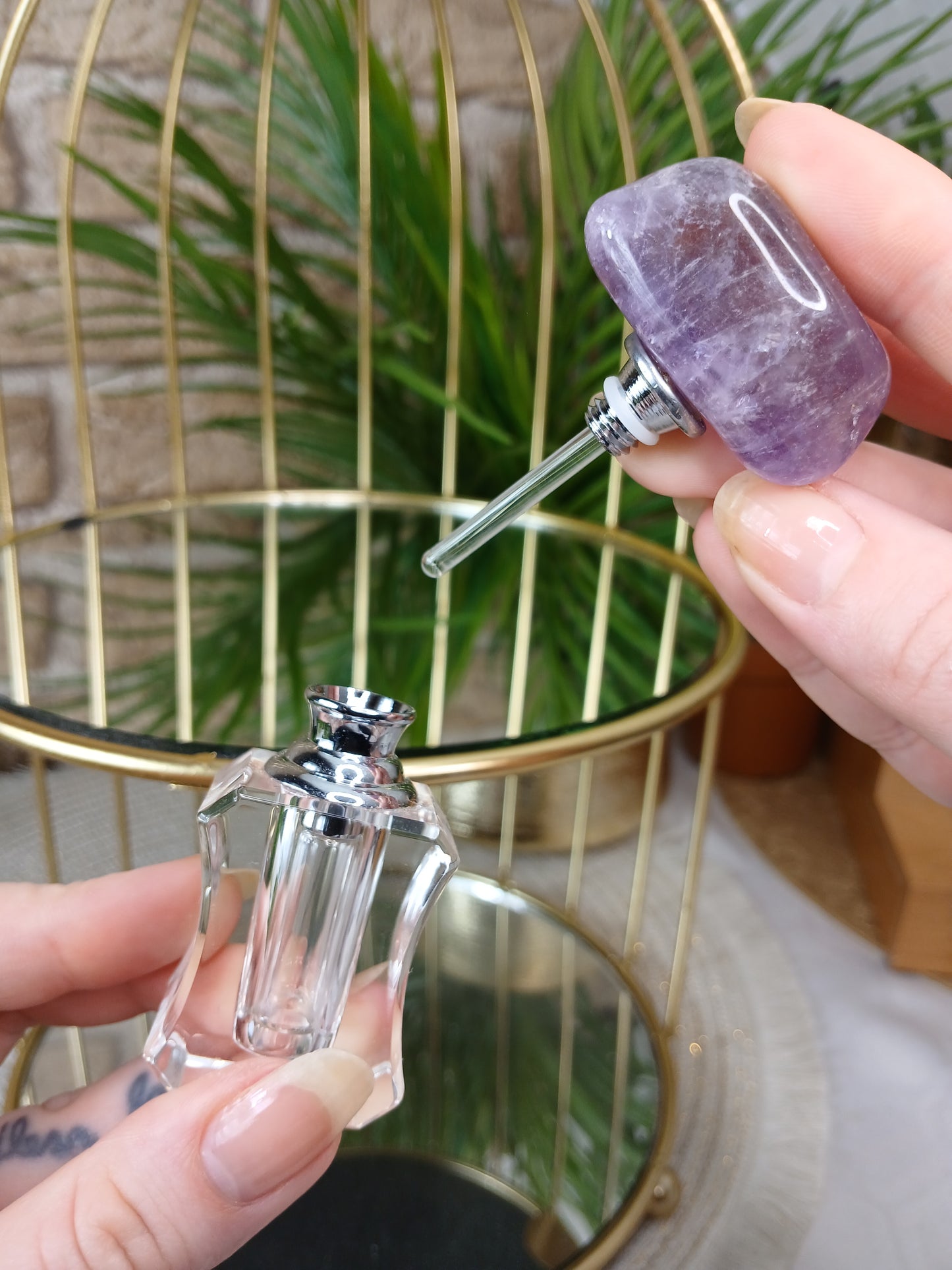 Flakon mit Amethyst Trommelstein