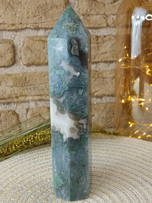 Druzy Moosachat Turm 18 cm