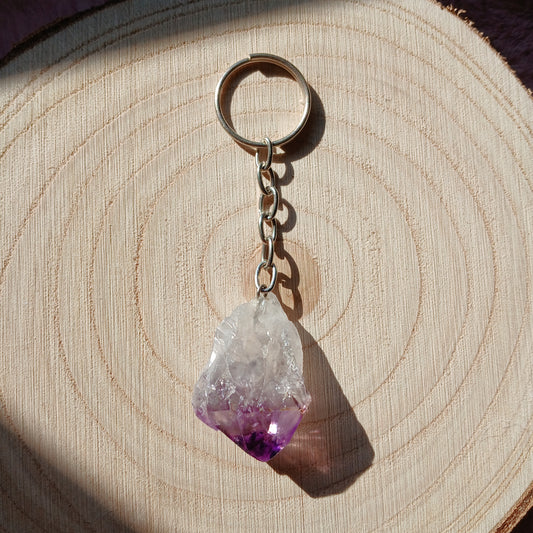 Rohkristall Amethyst Schlüsselanhänger
