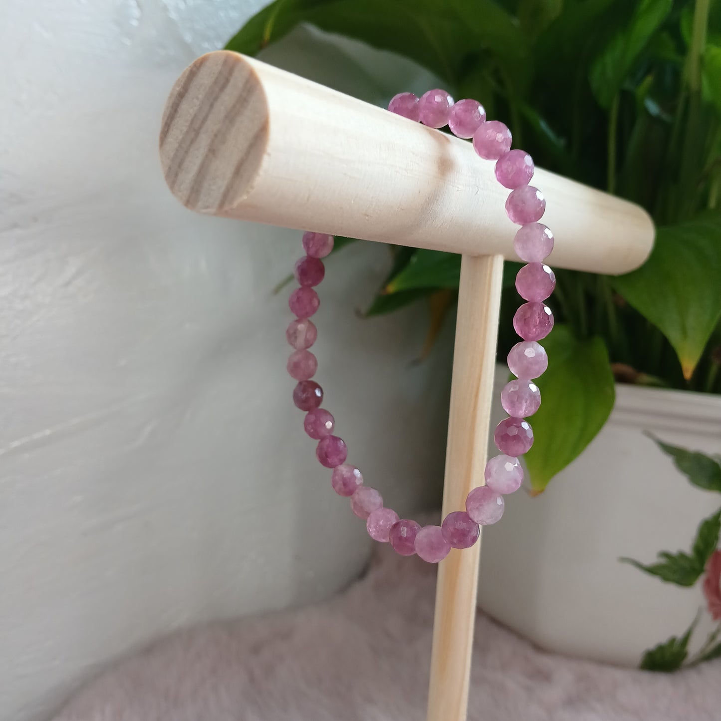 Turmalin Armband facettierte pinke Kugeln 6mm