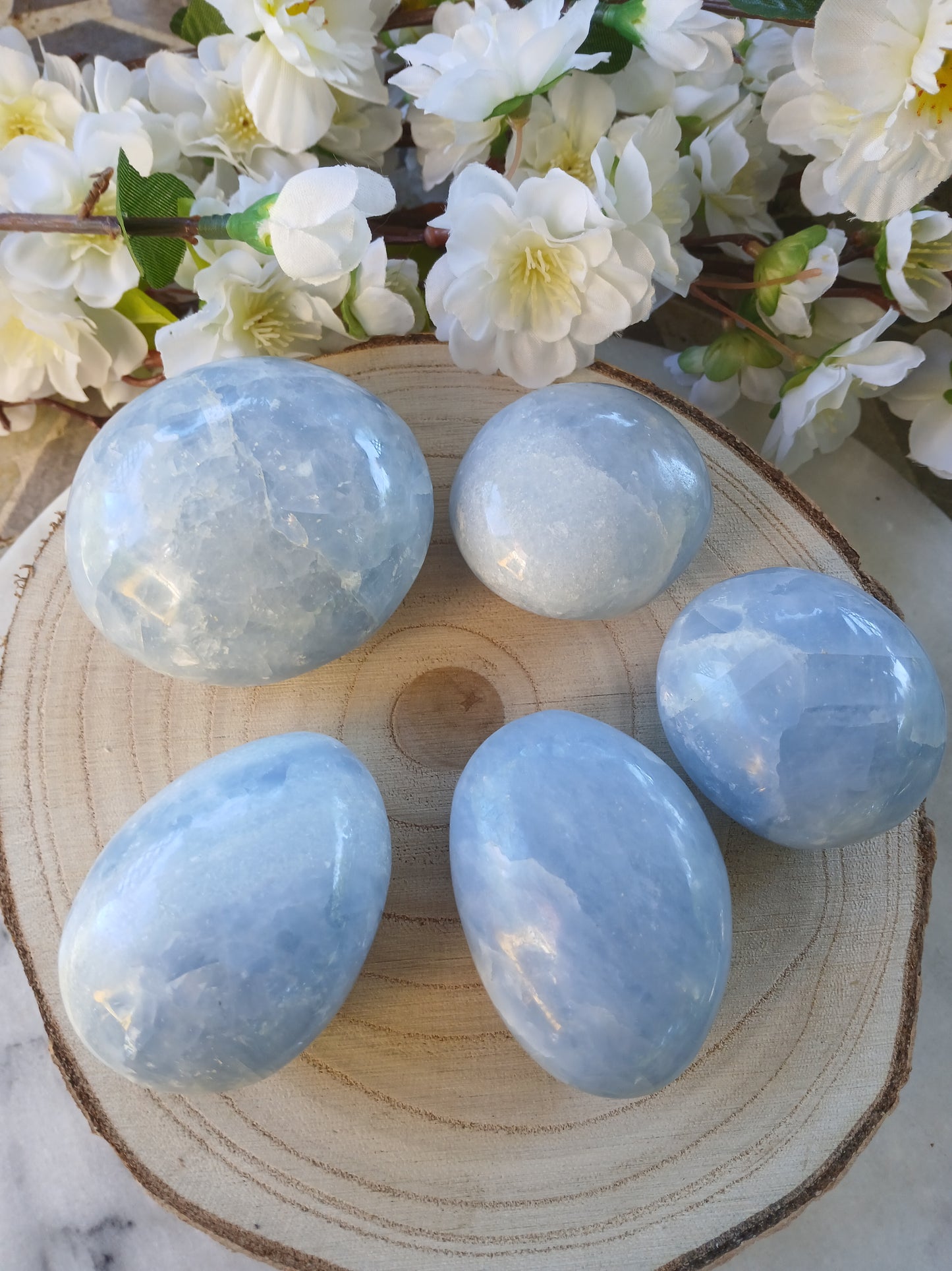 Calcit blau Pebbles / Trommelstein