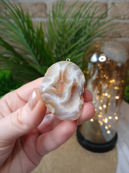Achat geode Anhänger, druse, 4 cm