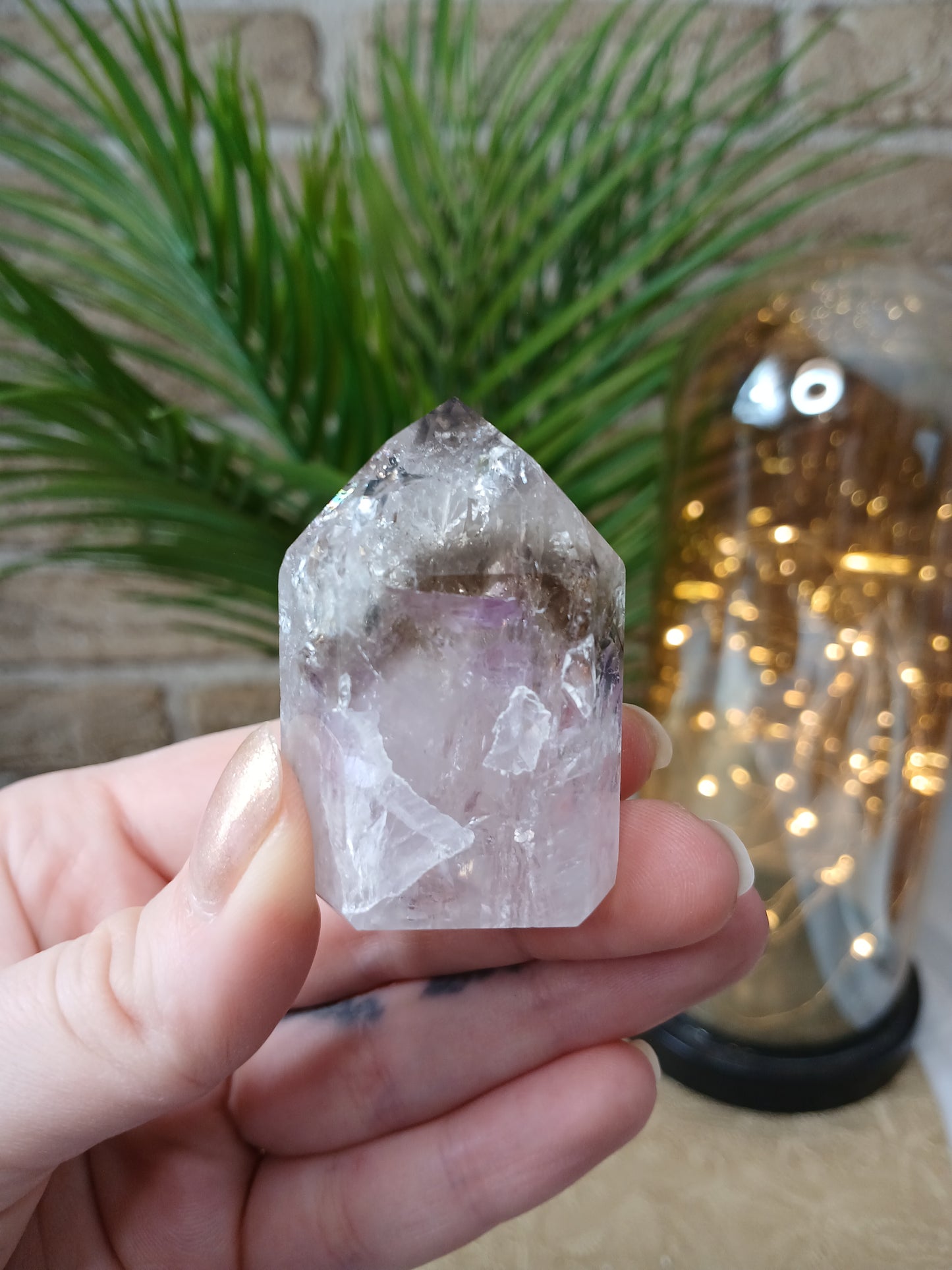 Amethyst  / Rauchquarz Spitze, 4,6 cm, aus Brasilien 