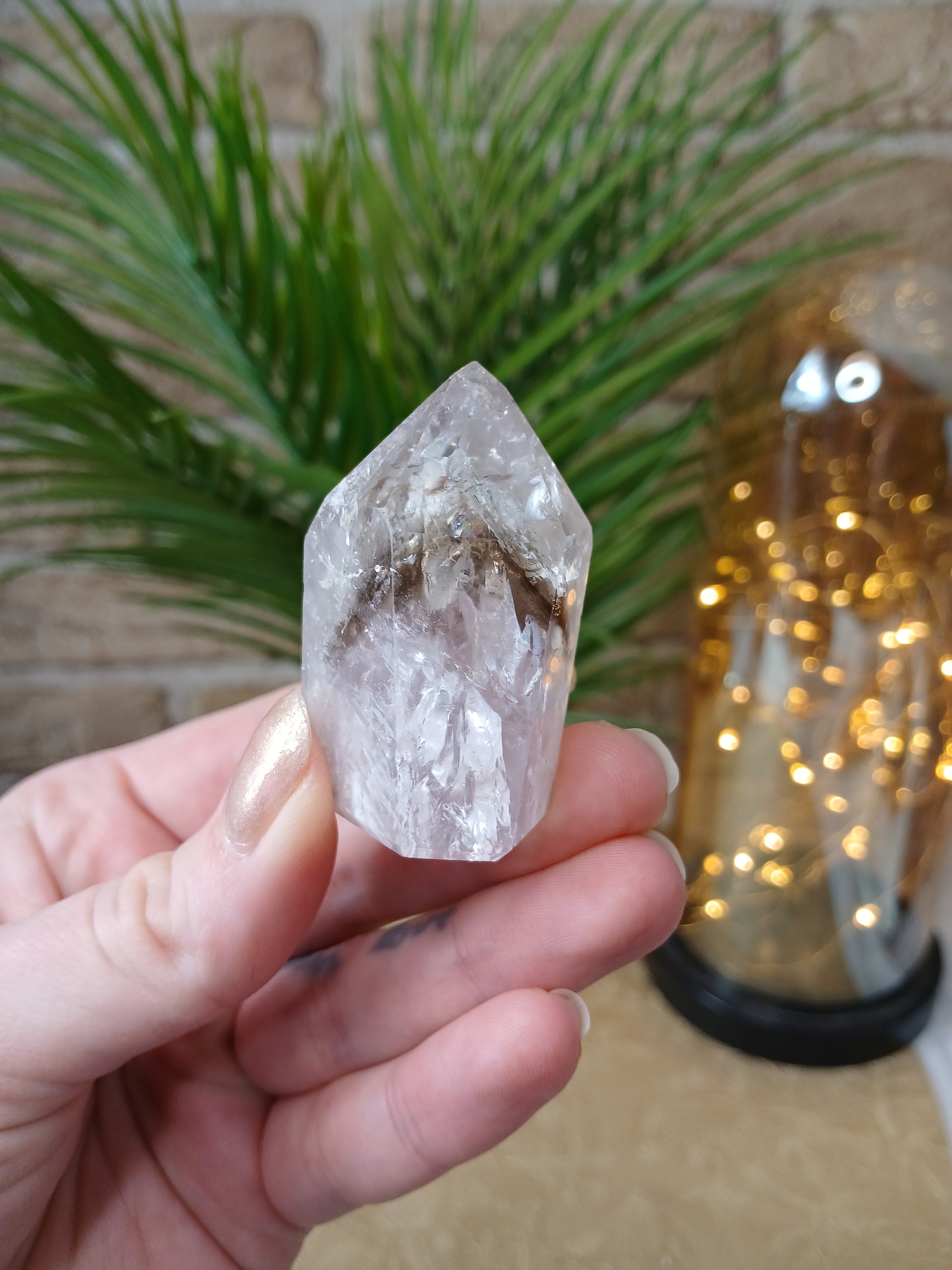 Amethyst  / Rauchquarz Spitze, 4,9 cm, aus Brasilien, Edelstein 