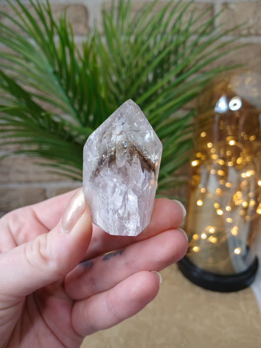 Amethyst  / Rauchquarz Spitze, 4,9 cm, aus Brasilien, Edelstein 