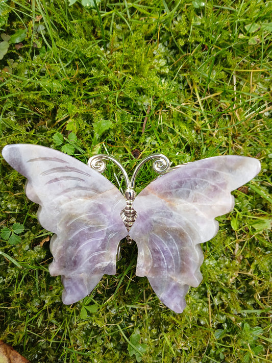 Amethyst Schmetterling figur, 9,5 cm groß, Edelstein Schnitzerei 