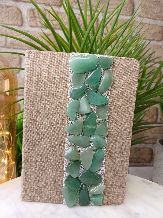 Grüner Aventurin Notizbuch mit Trommelsteine 128 Seiten