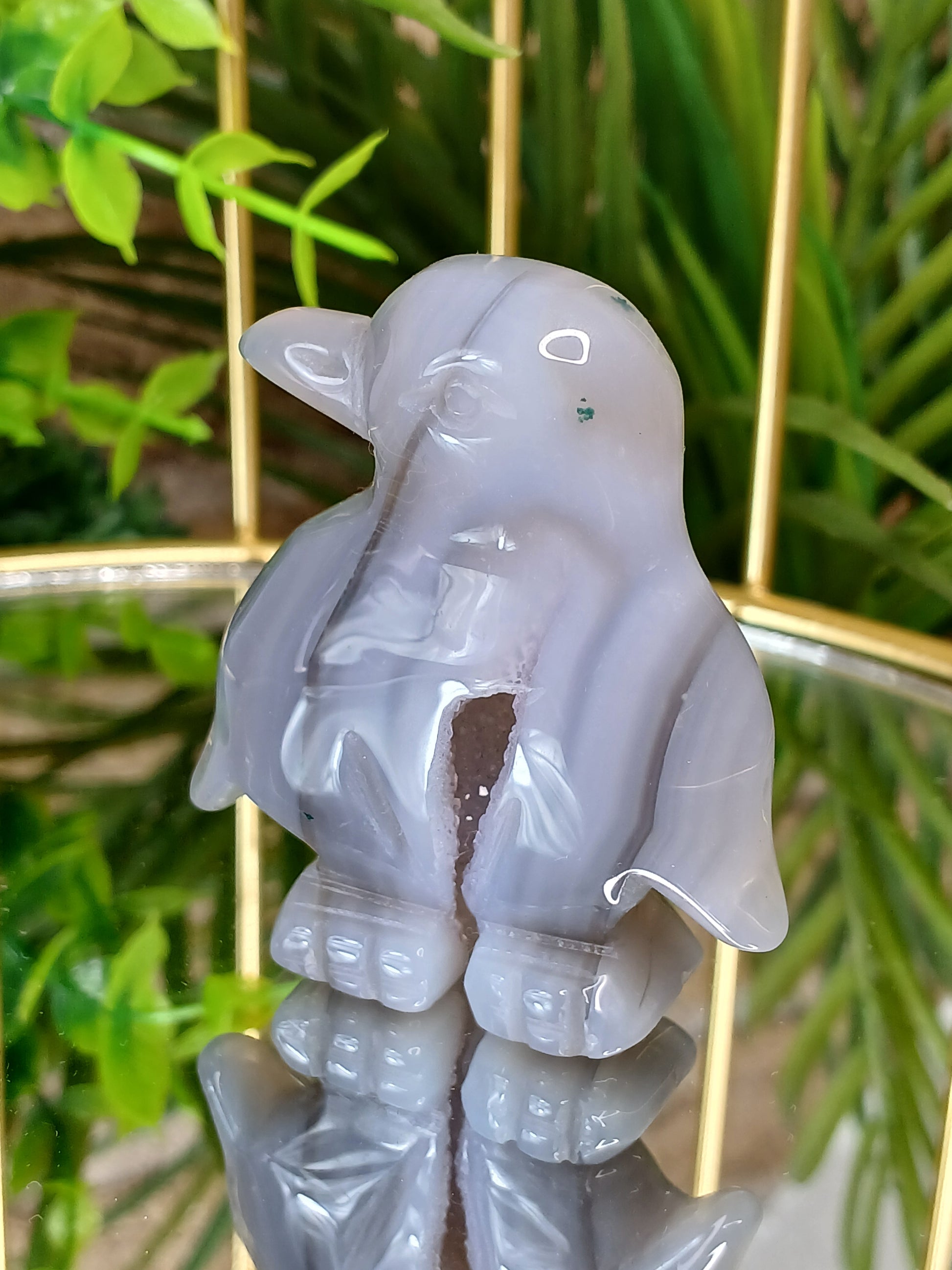 Druzy Achat Pinguin Figur