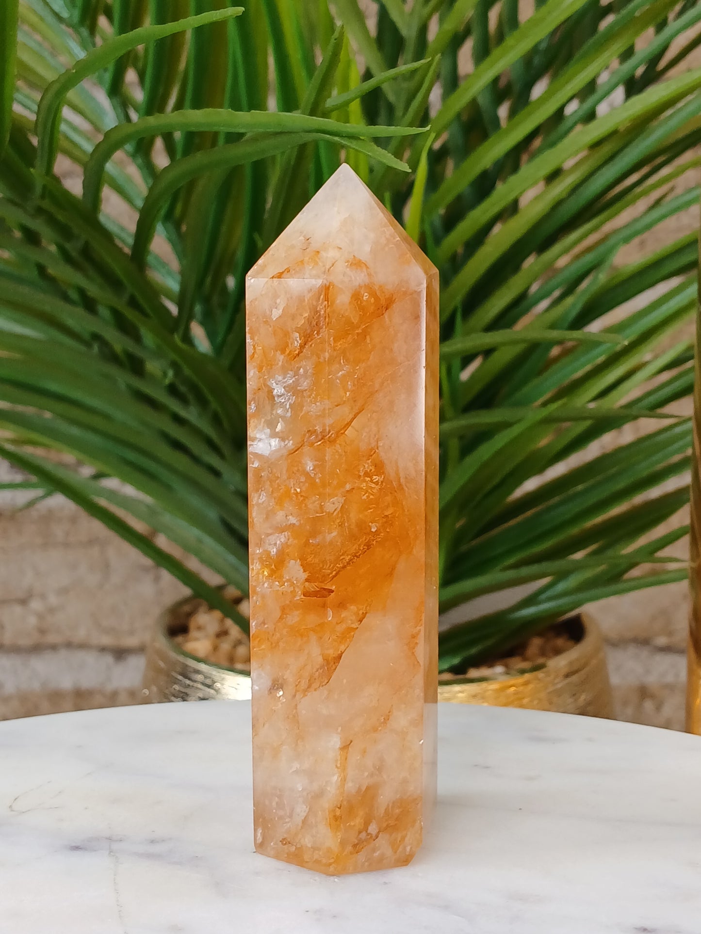 Golden Healer Turm, 9 cm, Einzelstück, gelber Bergkristall 