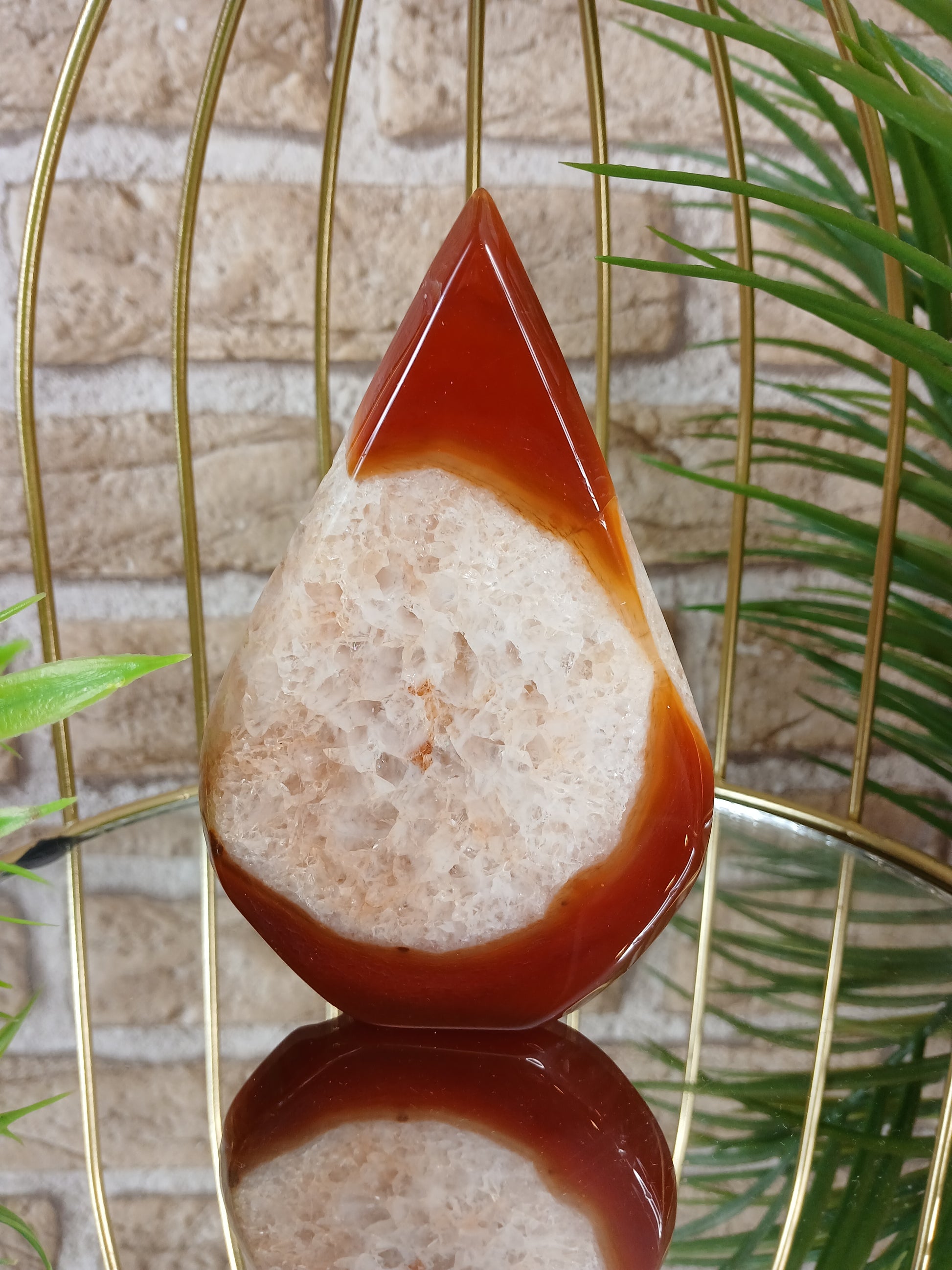 Karneol Flamme, Rückseite, Edelstein 