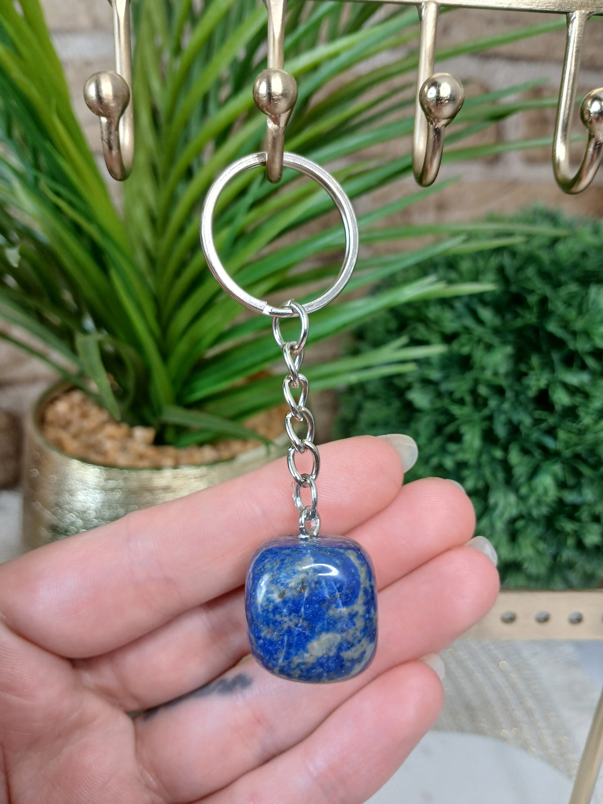 Lapislazuli Trommelstein Schlüsselanhänger