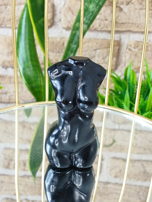 Obsidian Schnitzerei Body Edelstein figur 7,7 cm