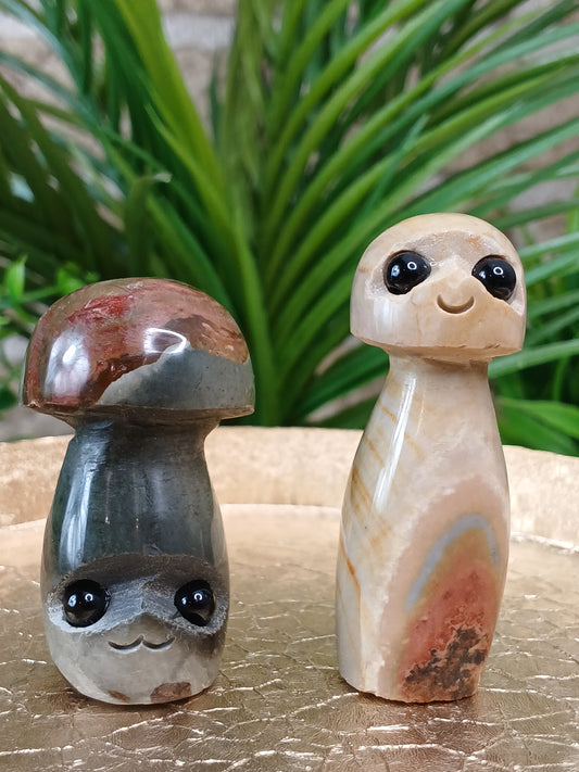 Polychromer Jaspis Pilz, Figur, Edelstein 