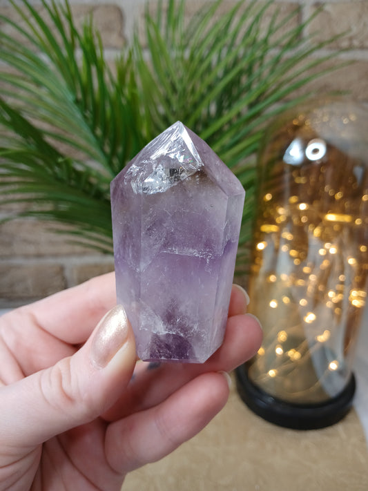 Rauchquarz/ Amethyst Spitze, 6,5 cm, aus Brasilien, Edelstein 