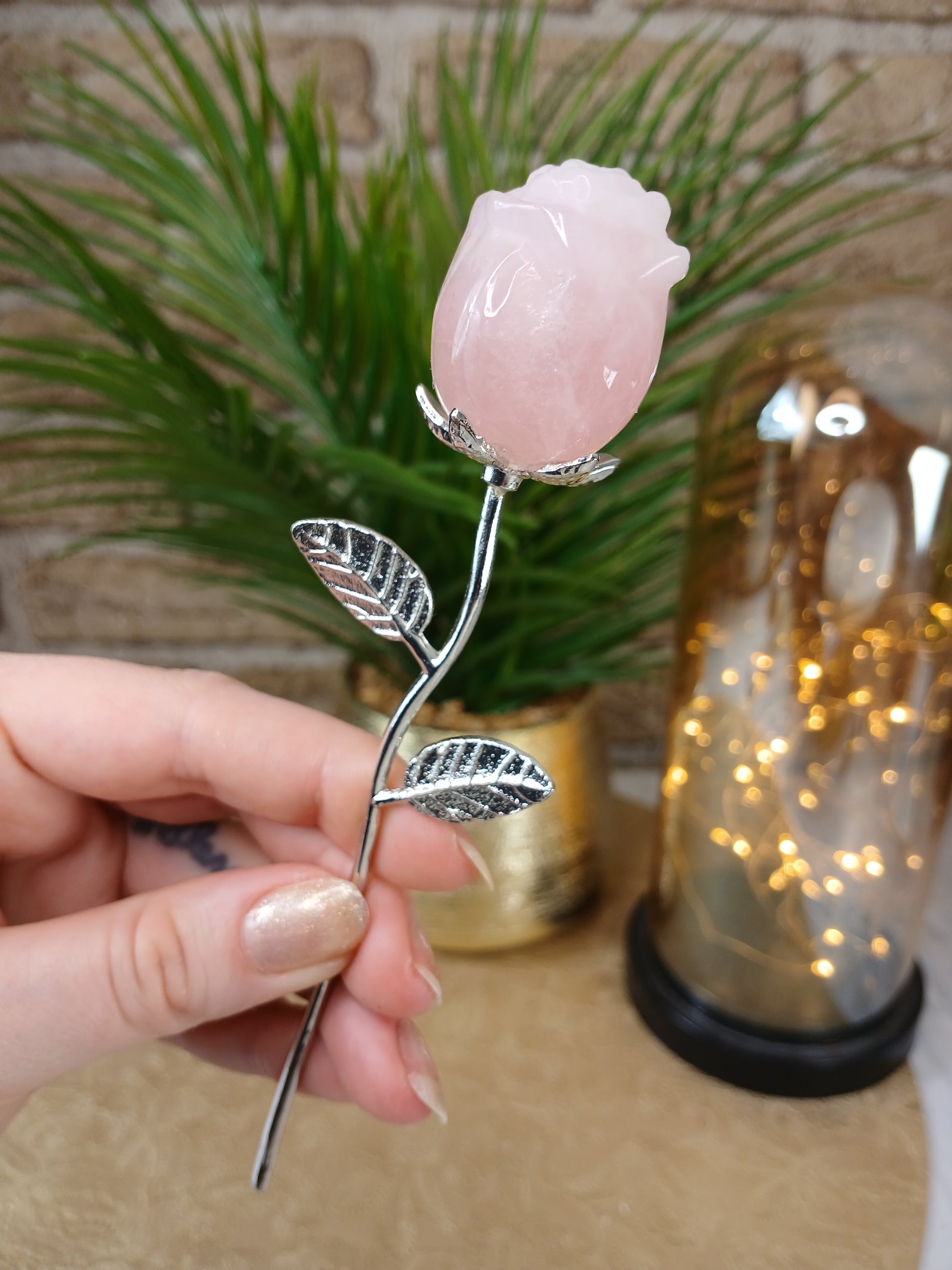 Rosenquarz Rose 15,3 cm , Einzelstück, Edelstein 