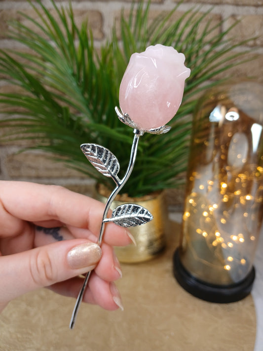Rosenquarz Rose 15,3 cm , Einzelstück, Edelstein 