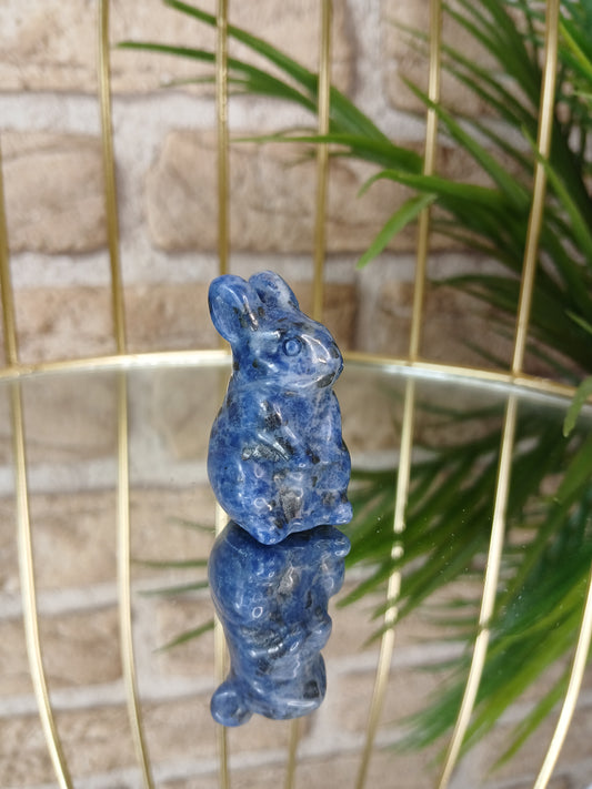 Sodalith Hase, Edelstein, Schnitzerei 