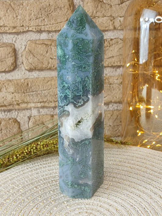 Druzy Moosachat Turm 18 cm