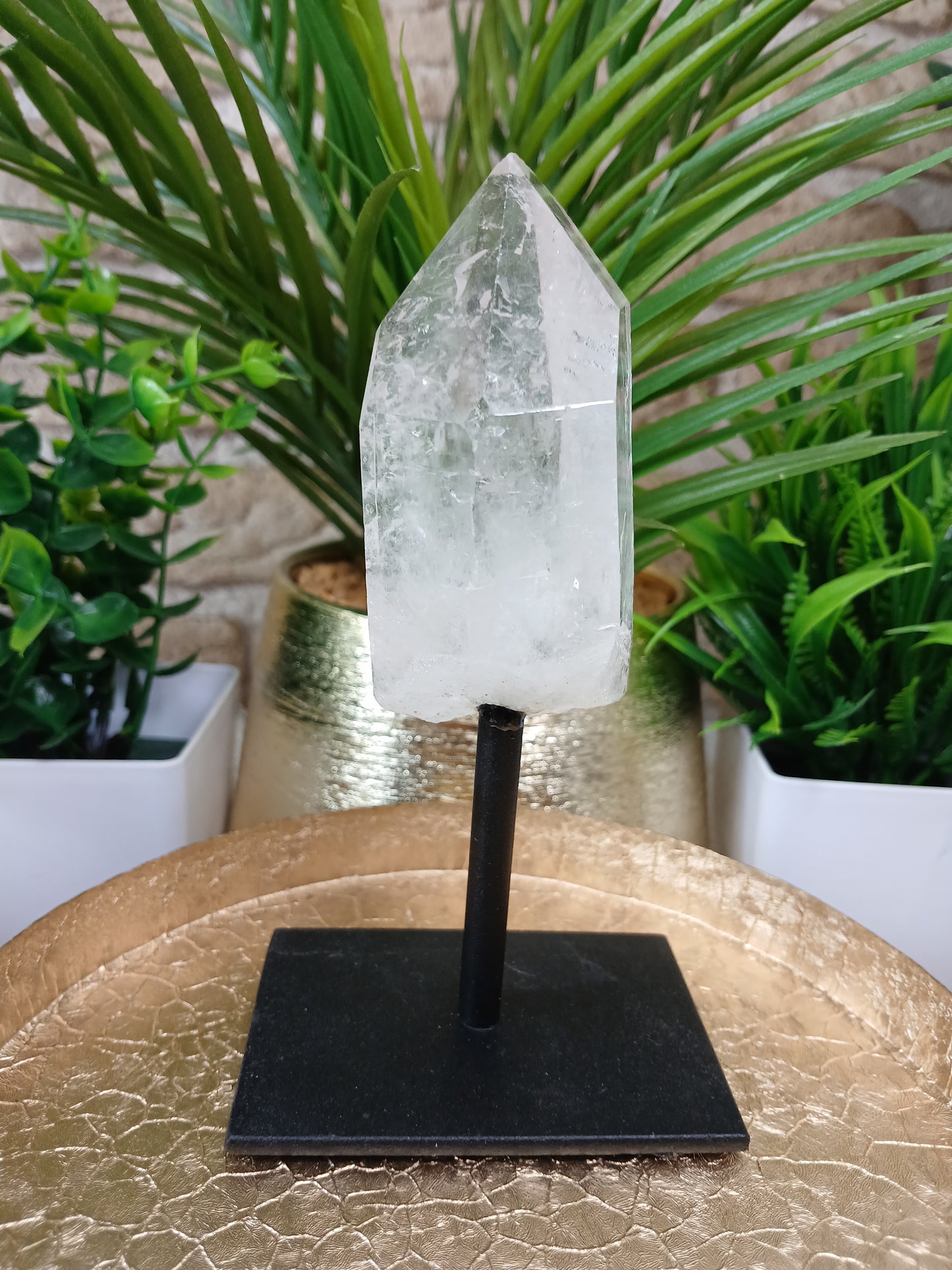 Bergkristall Spitze auf Metallständer