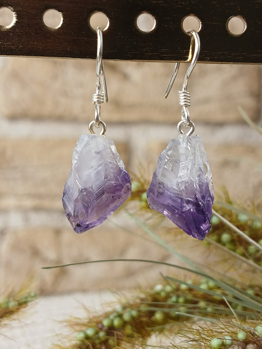 Amethyst Rohstein Ohrringe
