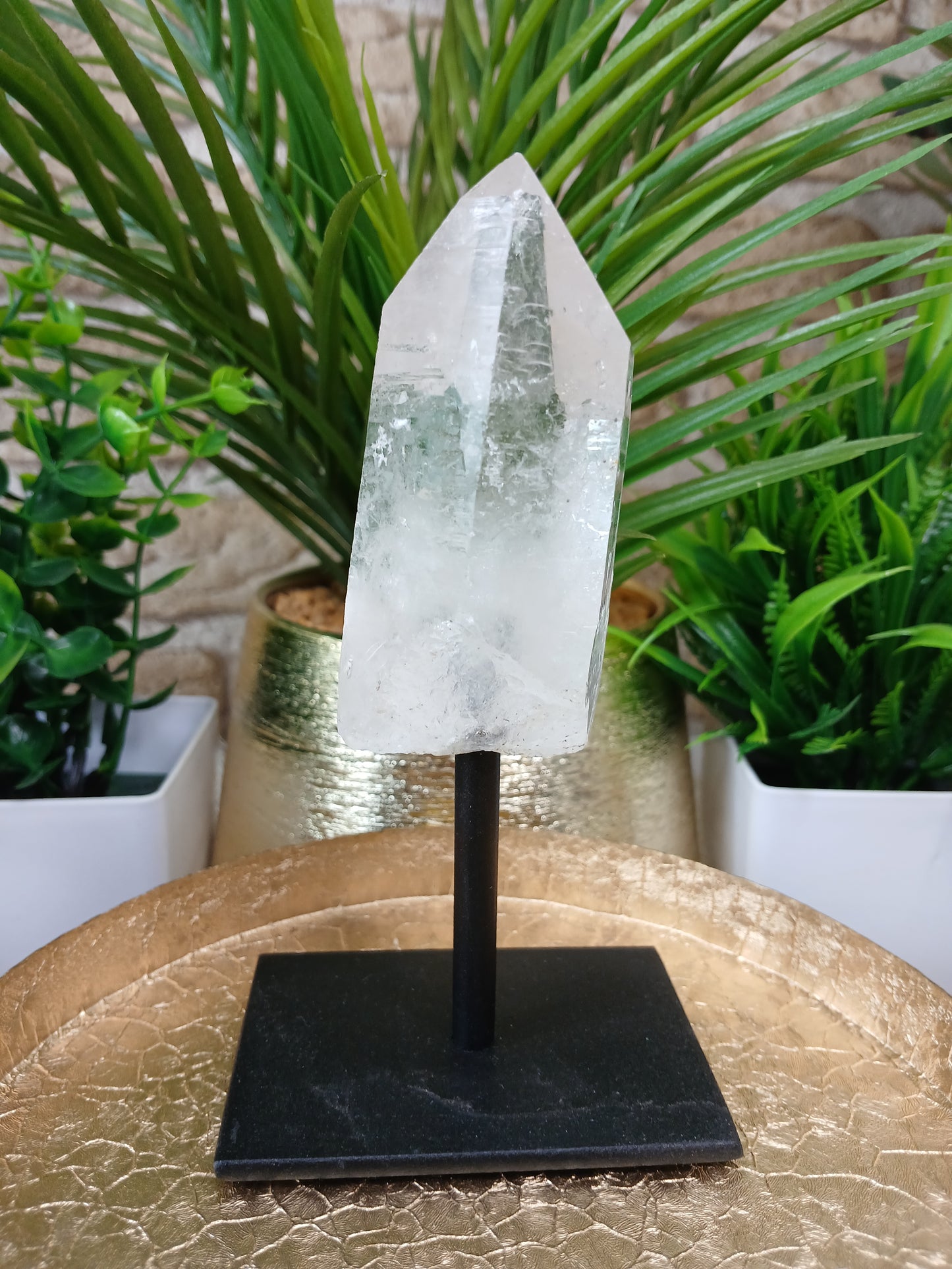 Bergkristall Spitze auf Metallständer