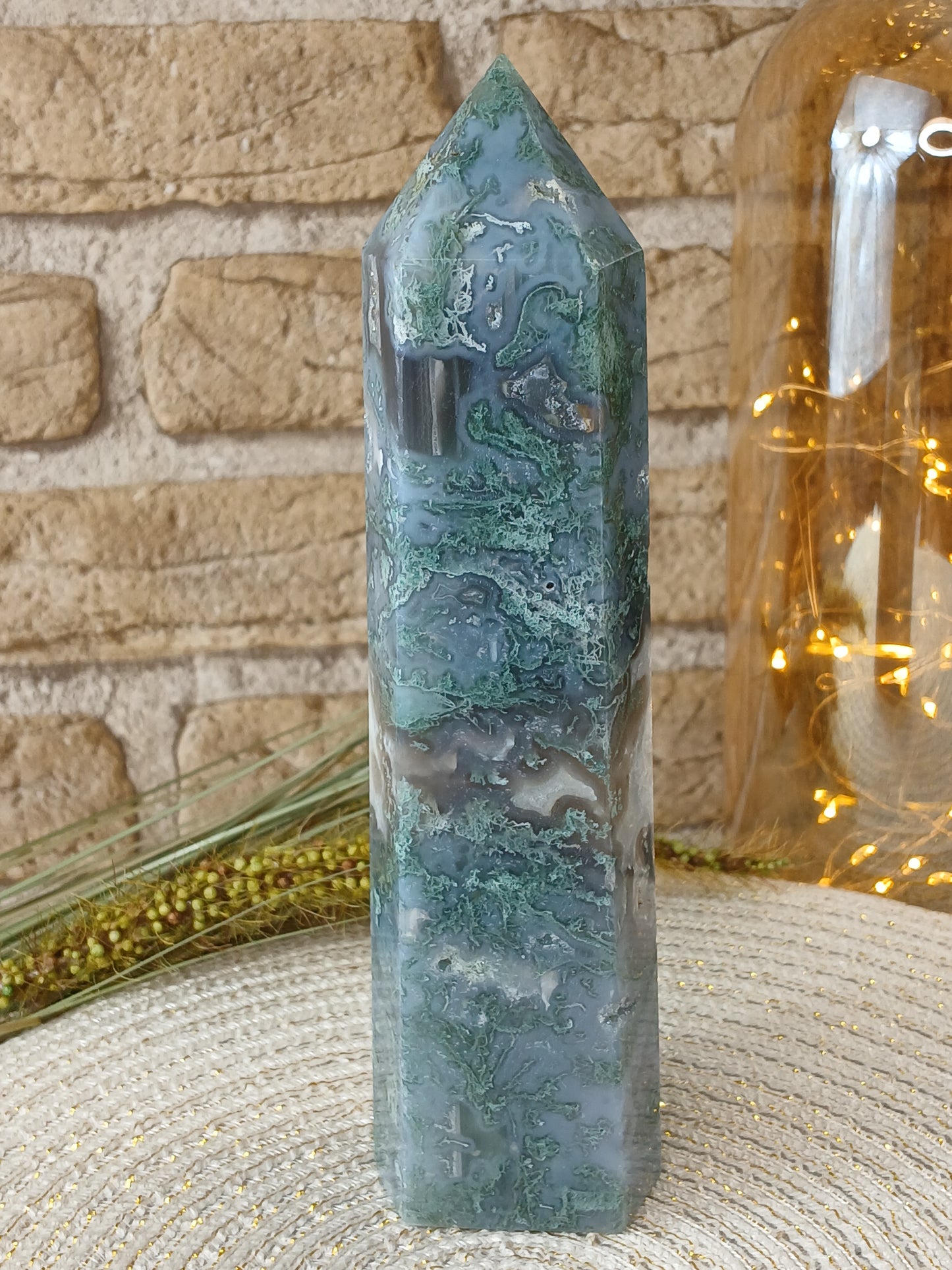 Druzy Moosachat Turm 18 cm