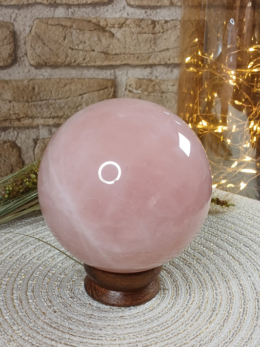 Rosenquarz kugel 9,2 cm