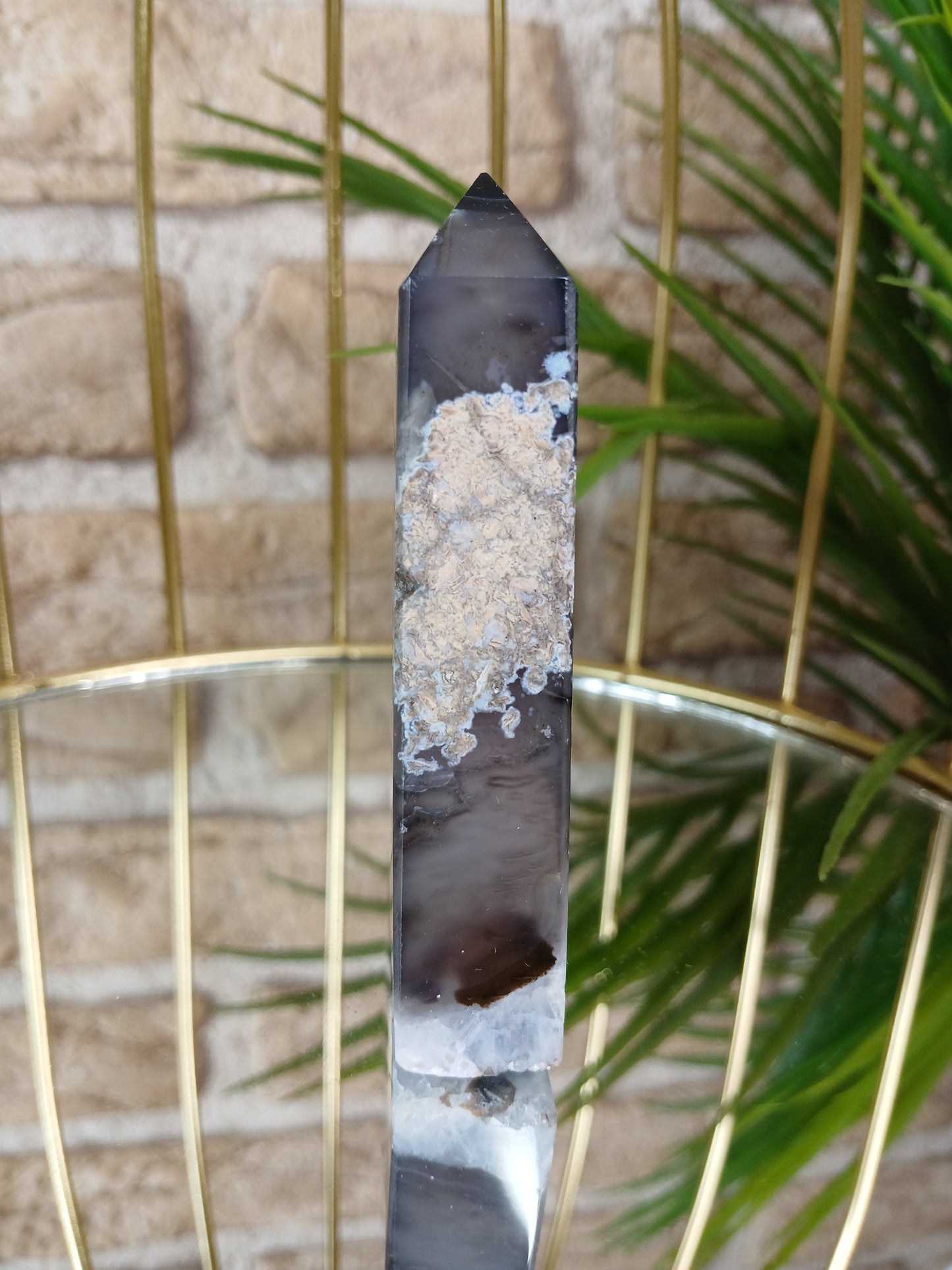 Achat Spitze mit Quarzdruse