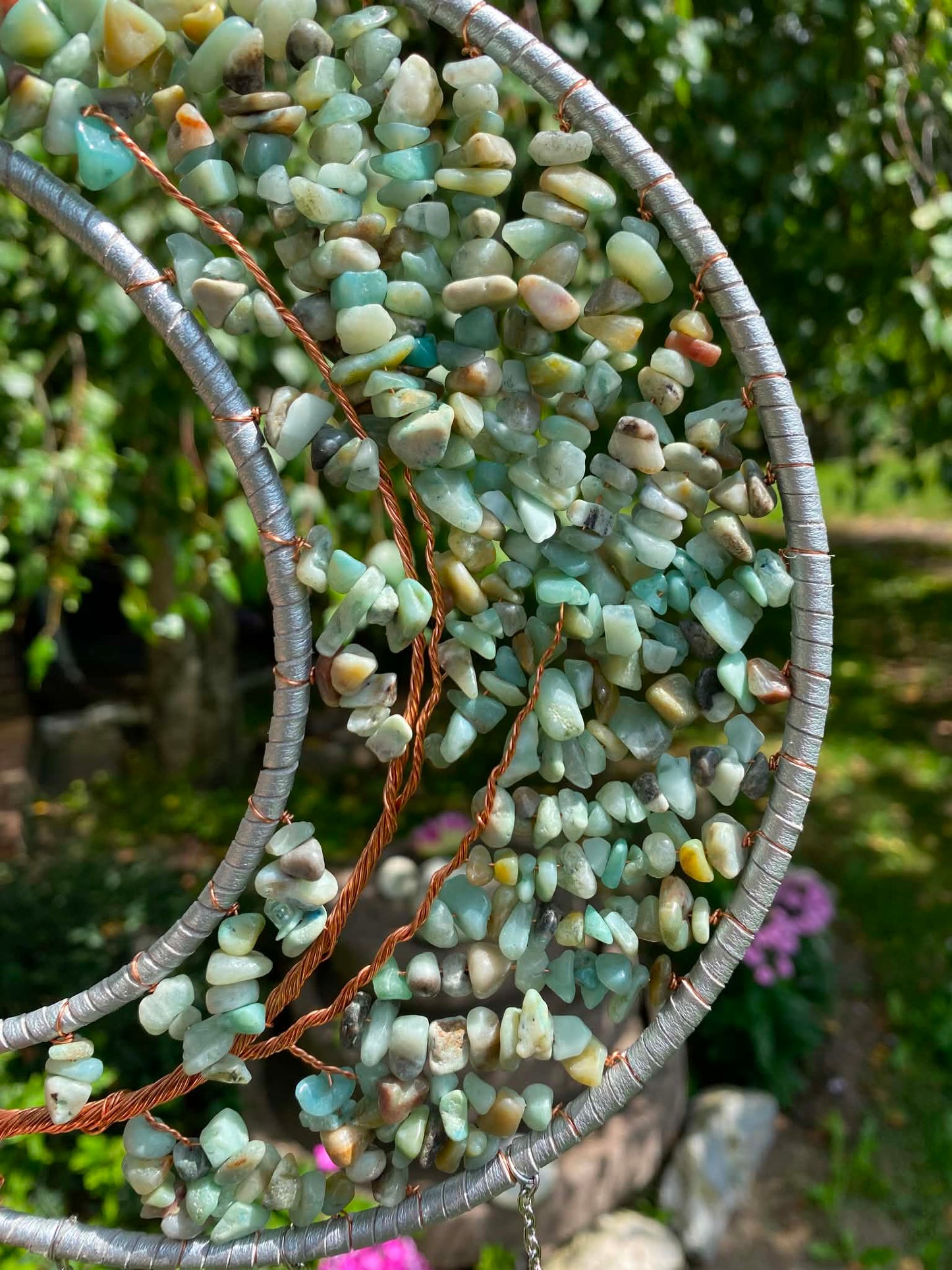 Mond Sonnenfänger / Suncatcher mit Amazonit und Achat Scheiben