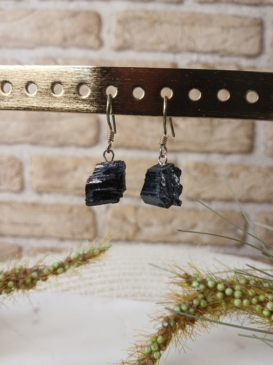 Turmalin Rohstein Ohrringe