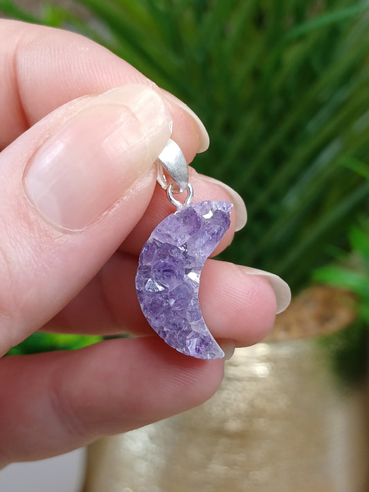 Druzy Amethyst Mond 925er Silber