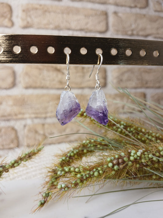 Amethyst Rohstein Ohrringe