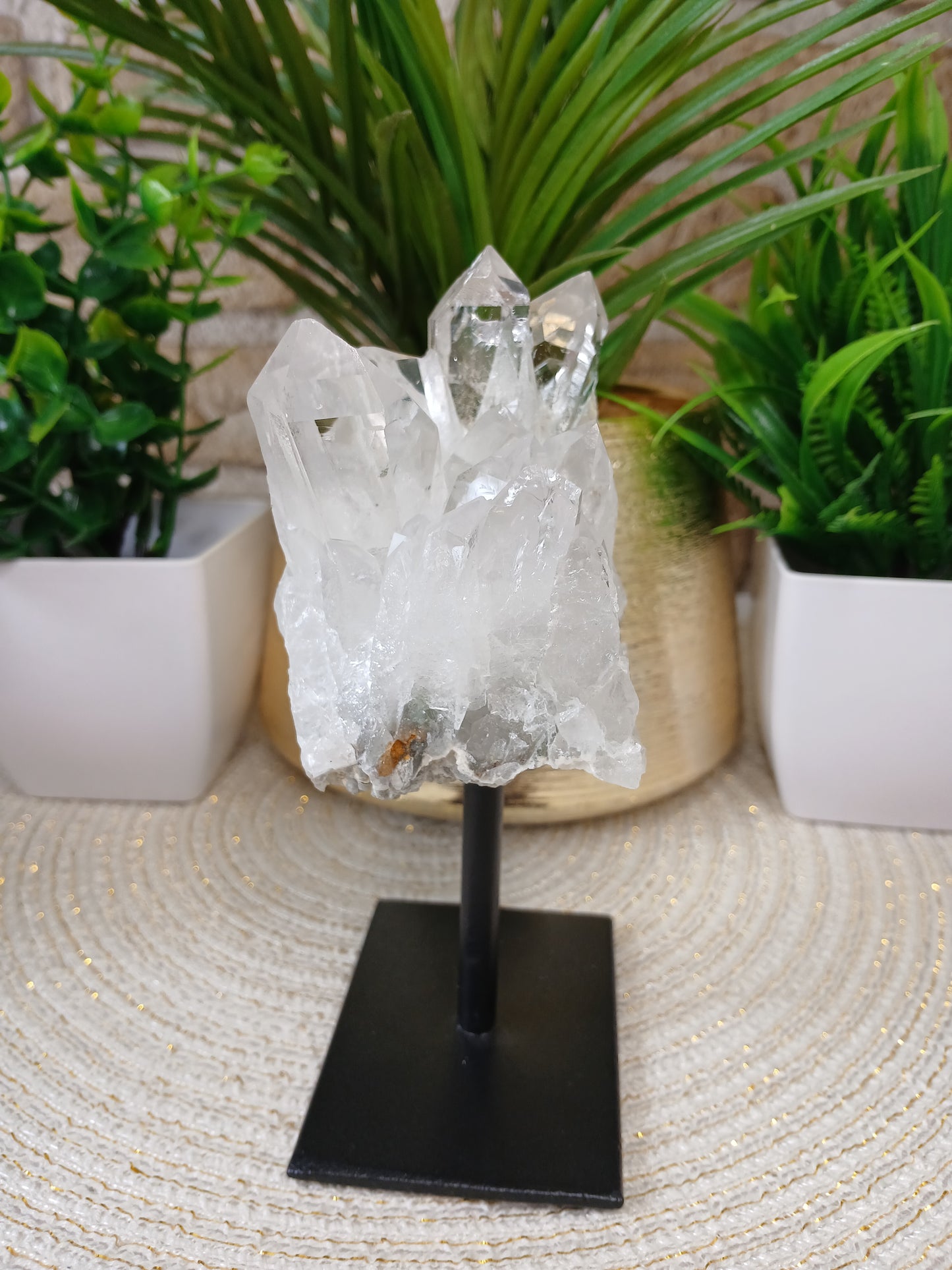Bergkristall Stufe auf Metallständer