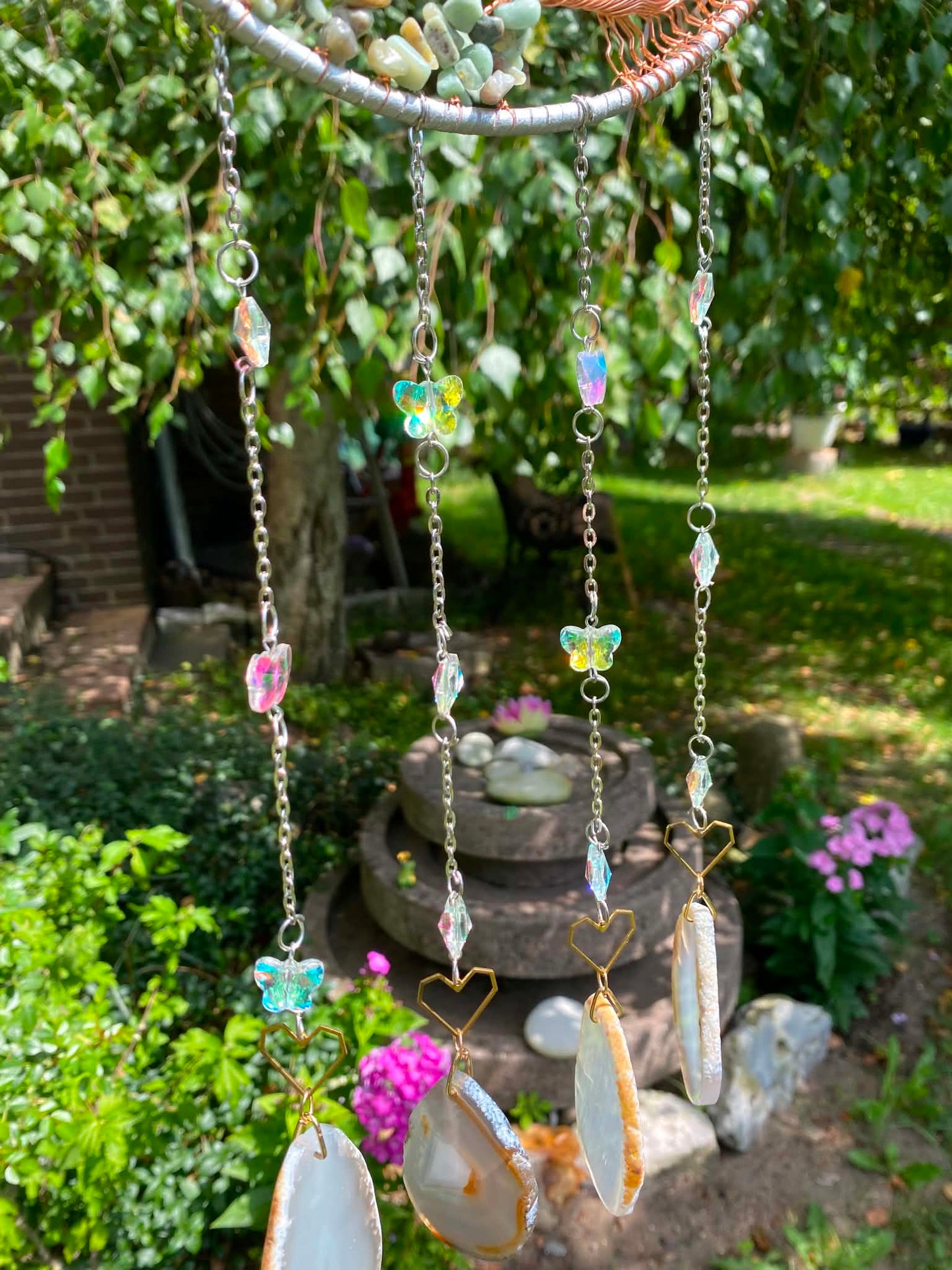 Mond Sonnenfänger / Suncatcher mit Amazonit und Achat Scheiben